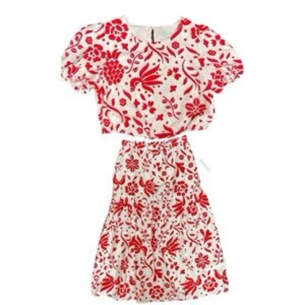 Cupcakes & Cashmere Crop Top and Skirt set Size Small Red and White - Picture 2 of 11